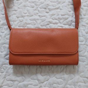 (2/25$) Love and Lore brown crossbody clutch with removable strap